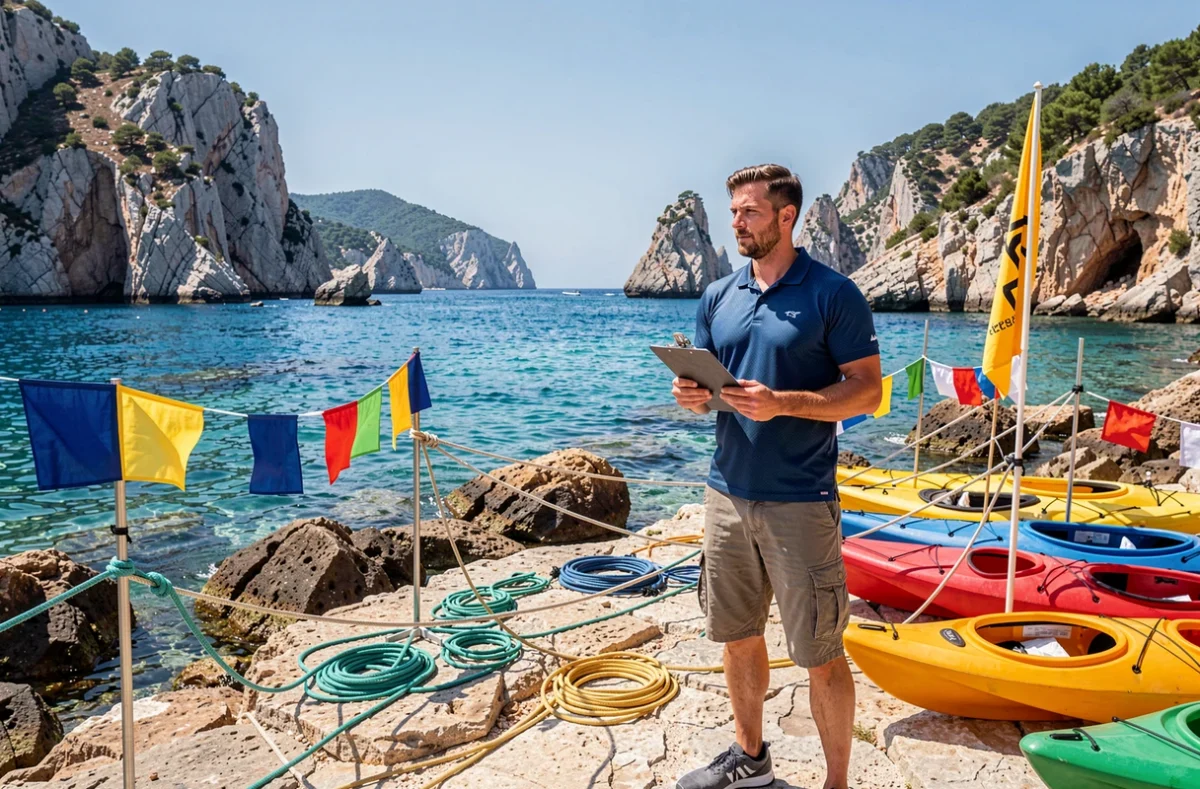 Coordinateur Activ Provence supervisant une activité team-building outdoor près des Calanques de Cassis
