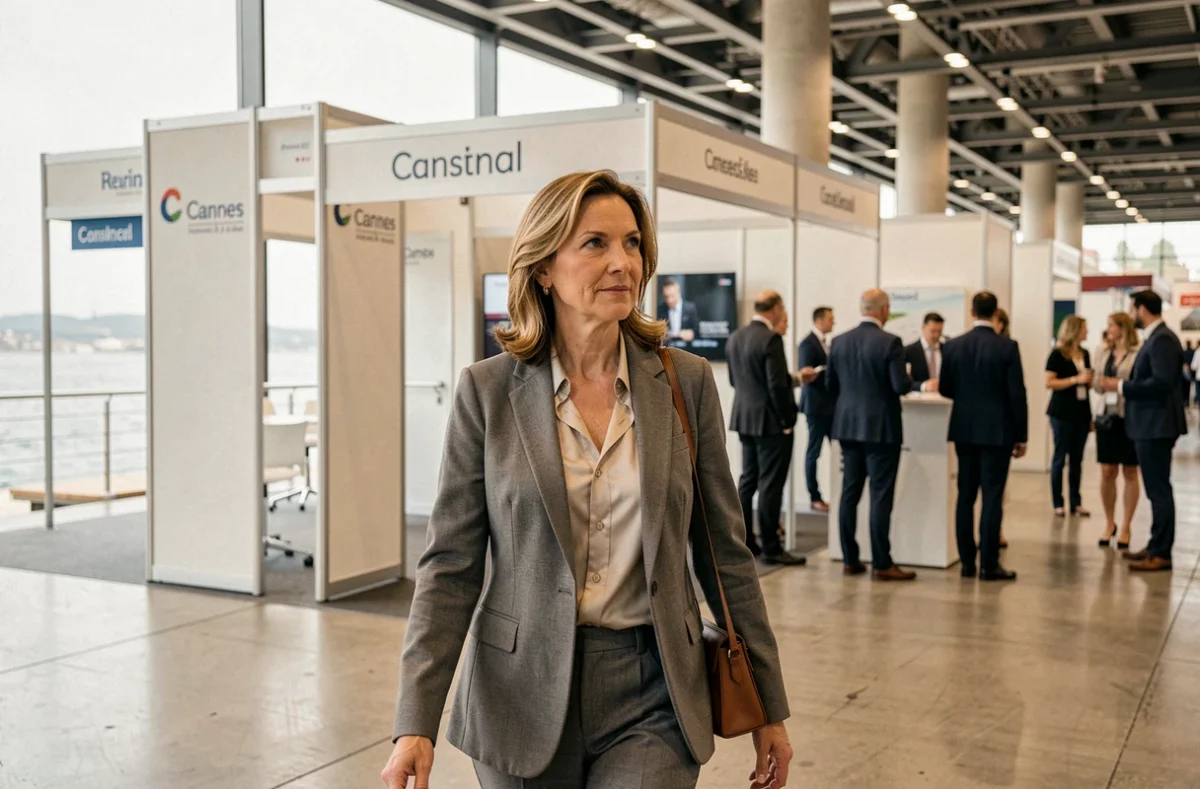 Responsable de Cannes Exhibitions supervisant un salon professionnel dans le Palais des Festivals à Cannes