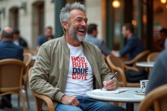 Comédien français rire autographant à Paris