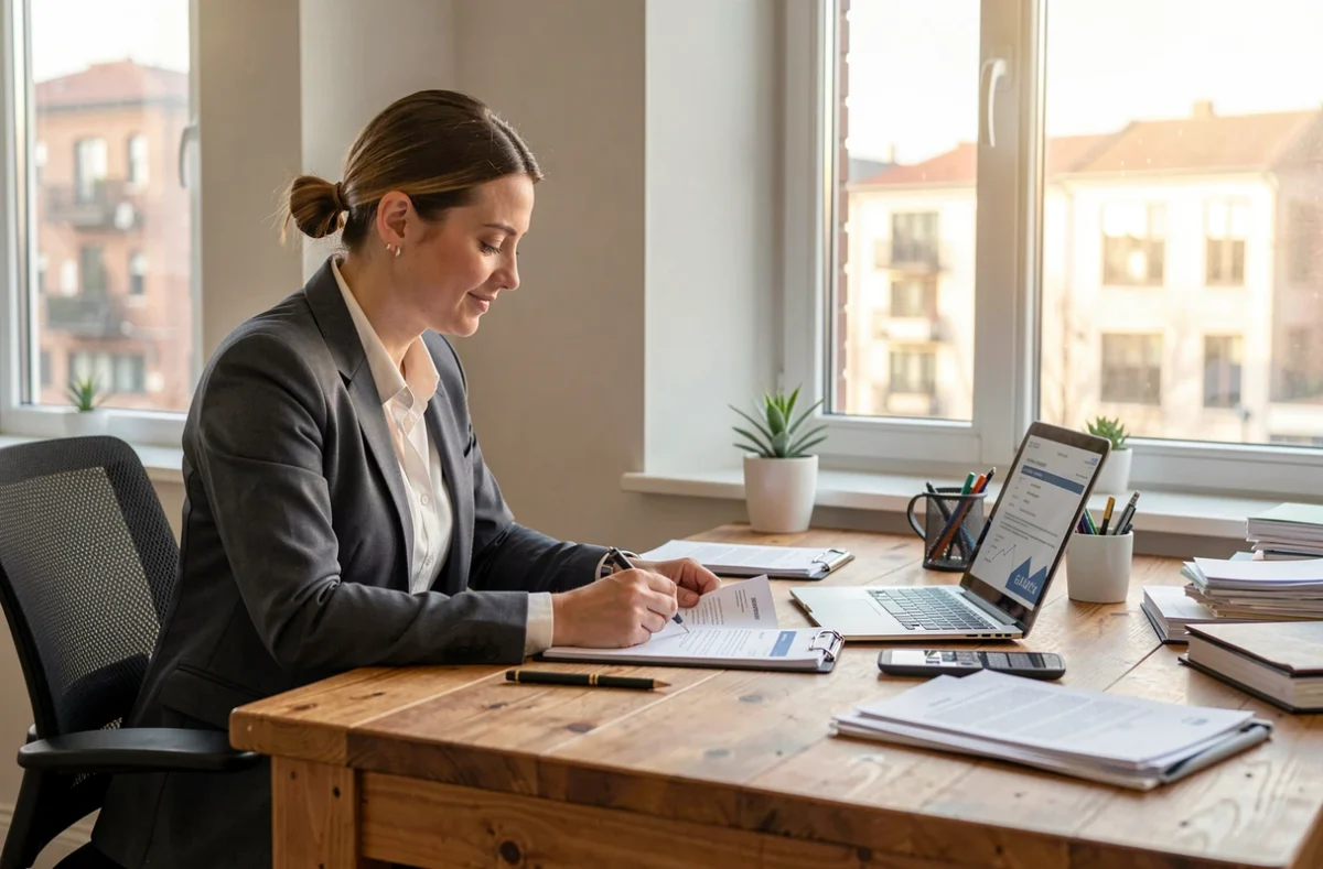 Dirigeant consultant les documents d'immatriculation de son entreprise