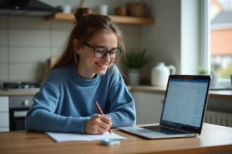 Jeune femme souriante en apprentissage du français