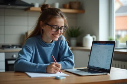 Jeune femme souriante en apprentissage du français