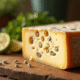 Coupure d'un fromage corse avec vers blancs visibles