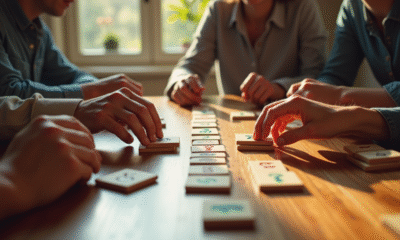 Groupe de personnes jouant au Rummikub autour d'une table