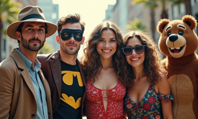 Groupe de personnages pop culture débutant par B en extérieur