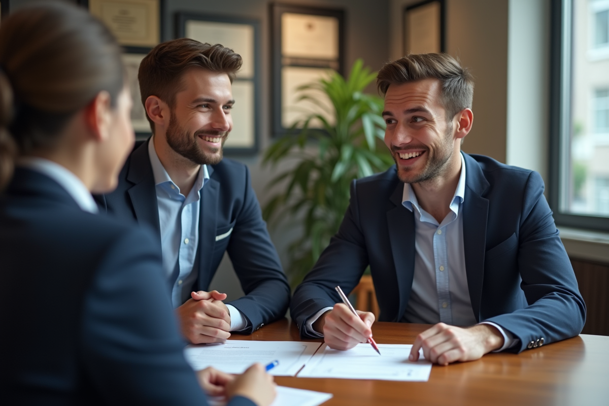 Homme en costume discutant avec conseiller bancaire