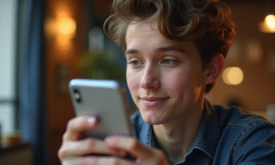Jeune personne regardant un iPhone avec un message d'alerte