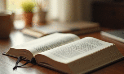 Livre de droit civil ouvert sur un bureau en bois clair