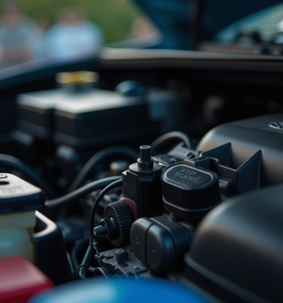 Compartiment moteur d'une Citroen avec câblage visible