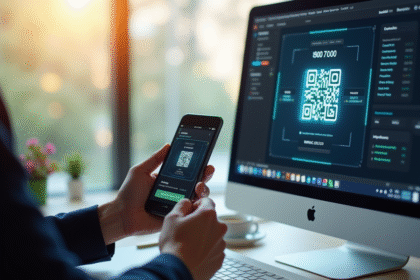 Personne scannant un QR code sur un écran de wallet blockchain