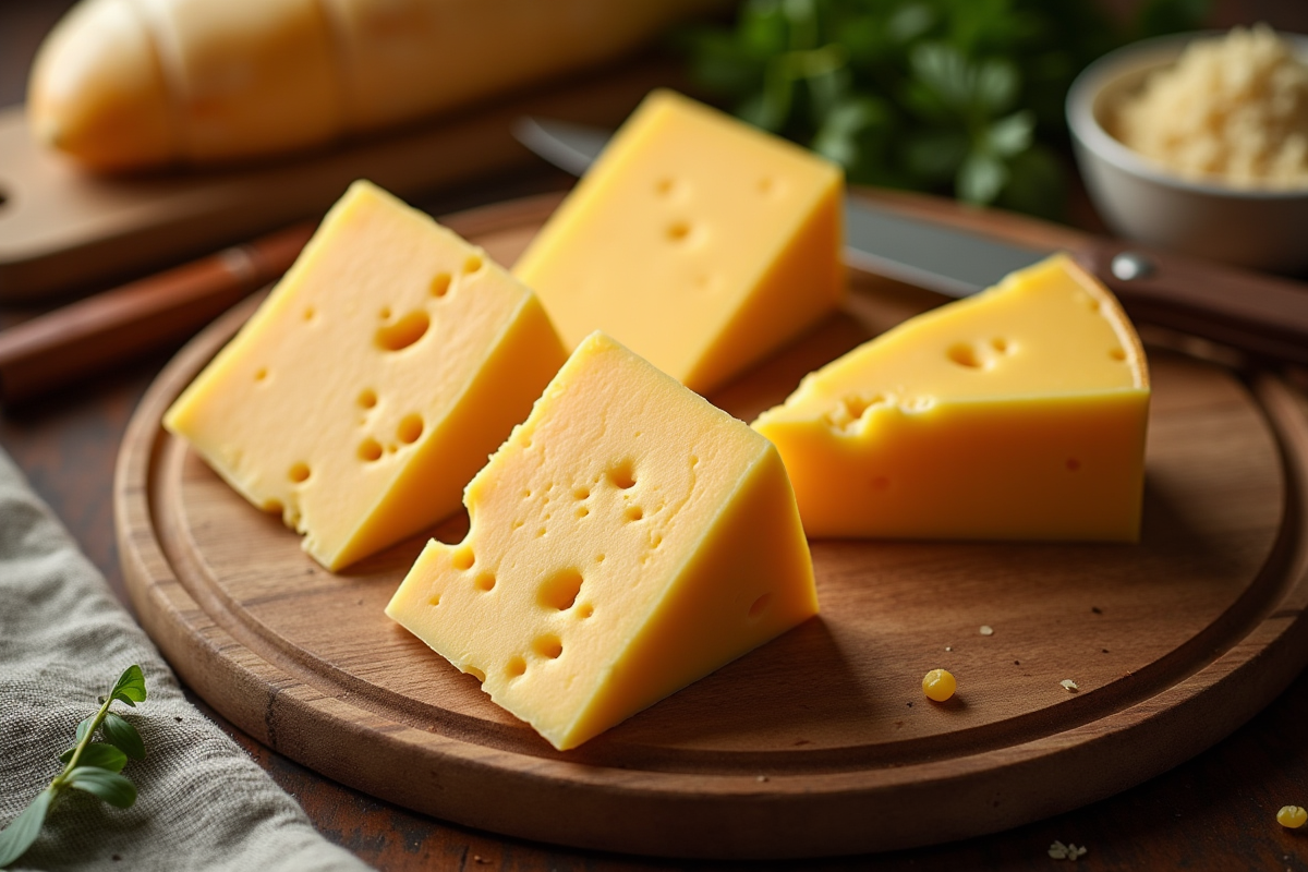 Assortiment de fromages corses sur un plateau en bois