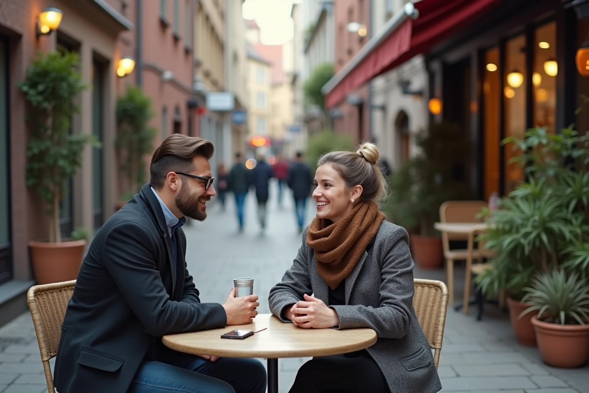 Rencontre entre personnes trans et alliées dans un café en terrasse en ville