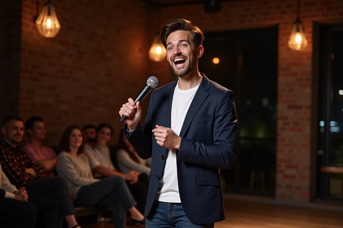 Jeune comédien français en pleine performance